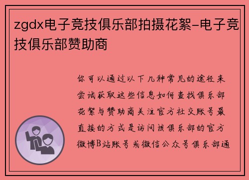 zgdx电子竞技俱乐部拍摄花絮-电子竞技俱乐部赞助商