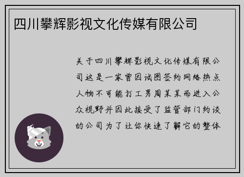 四川攀辉影视文化传媒有限公司